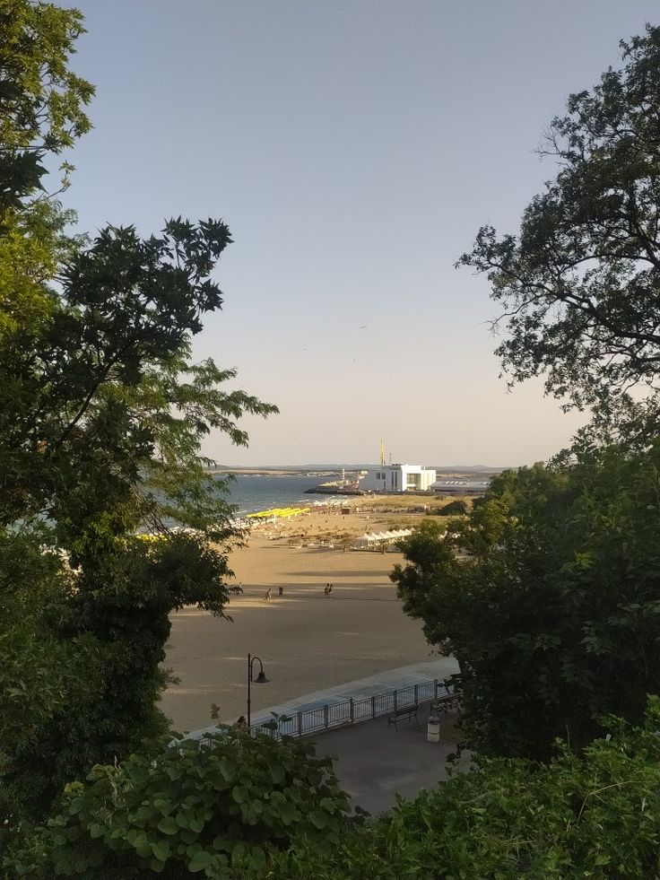Burgas beach at sunset with golden sand